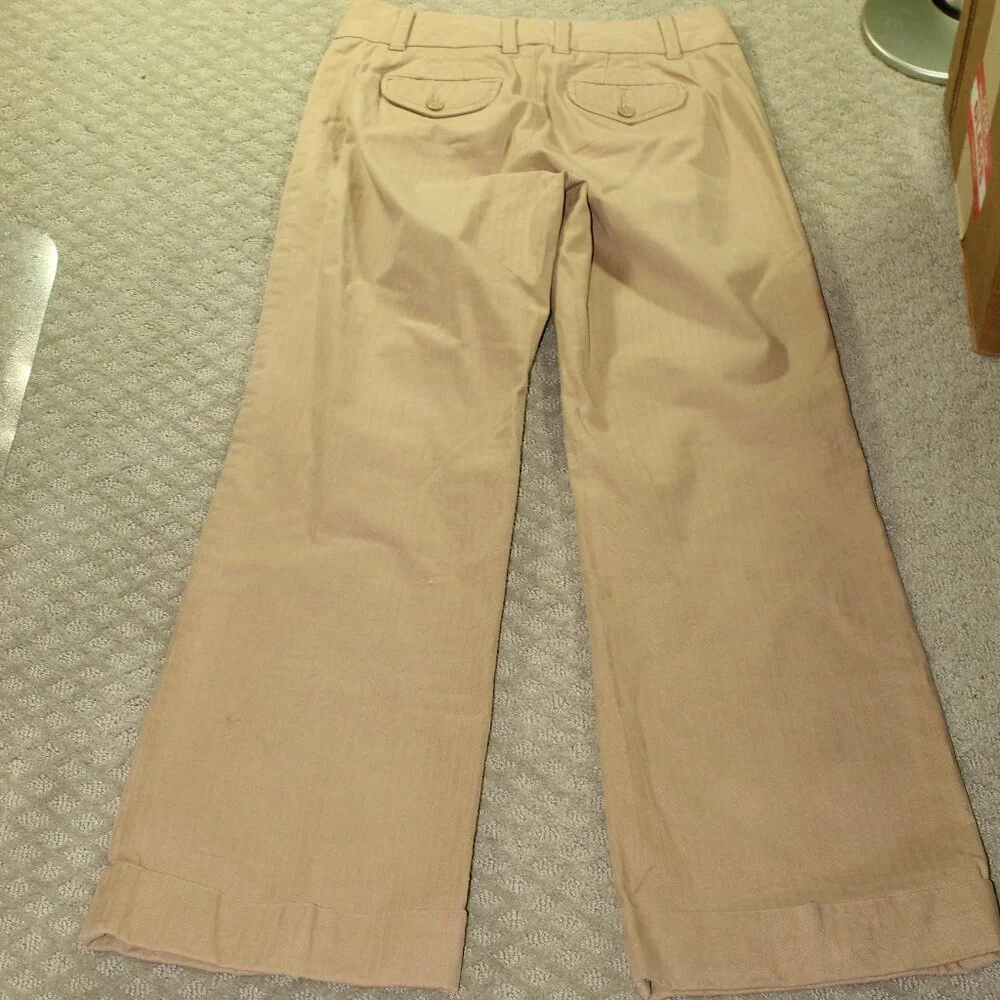 Vintage Gap Stretch Women's 4 Tan Tone on Tone Striped Wide Leg Cuffed Pants